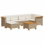 Set sofás de jardín 7 piezas y cojines ratán sintético beige