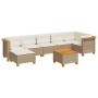 Set de sofás de jardín y cojines 8 piezas ratán sintético beige