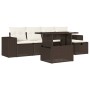 Set sofás de jardín 6 piezas y cojines ratán sintético marrón