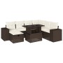 Set sofás de jardín 8 piezas y cojines ratán sintético marrón