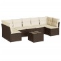 Set sofás de jardín 8 piezas y cojines ratán sintético marrón