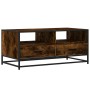 Mesa de centro madera ingeniería metal roble humo 100x50x45 cm