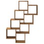 Estante cubo pared madera ingeniería envejecida 90x15x119,5 cm
