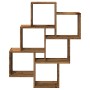 Estante cubo de pared madera ingeniería envejecida 78x15x93 cm