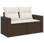 Set de sofás de jardín 9 pzas y cojines ratán sintético marrón