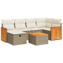 Set sofás de jardín 7 piezas y cojines ratán sintético beige