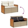 Set sofás de jardín 7 piezas y cojines ratán sintético beige