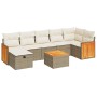 Set de sofás de jardín y cojines 8 piezas ratán sintético beige
