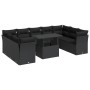 Set de sofás de jardín y cojines 10 pzas ratán sintético negro