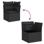 Set de sofás de jardín y cojines 10 pzas ratán sintético negro