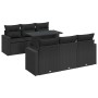 Set de sofás de jardín 7 pzas con cojines ratán sintético negro