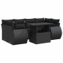 Set de sofás de jardín 7 pzas con cojines ratán sintético negro