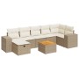 Set de sofás de jardín y cojines 8 piezas ratán sintético beige