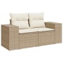 Set de sofás de jardín y cojines 8 piezas ratán sintético beige