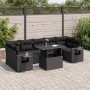 Set de sofás de jardín y cojines 8 piezas ratán sintético negro