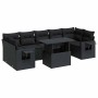 Set de sofás de jardín y cojines 8 piezas ratán sintético negro