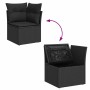 Set de sofás de jardín 11 pzas y cojines ratán sintético negro