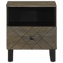 Mesita de noche de madera maciza de mango negra 40x33x46 cm