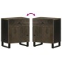 Mesita de noche madera maciza de mango negra 50x33x60 cm