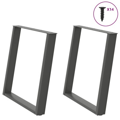 Patas para mesa comedor forma U 2uds antracita 70x(72-73) cm
