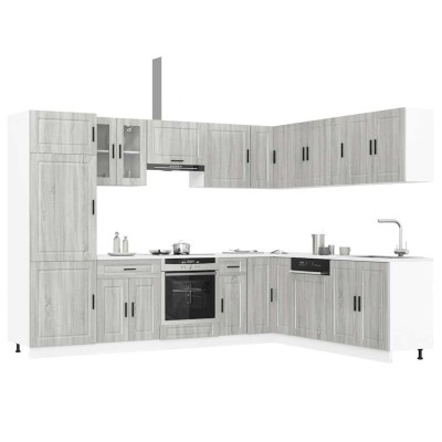 Mueble cocina Porto sonoma gris 14 pzas madera contrachapada