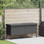 Caja almacenaje jardín ruedas ratán sintético negro 160x55x75cm
