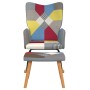 Silla mecedora con reposapiés tela patchwork