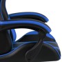 Silla gaming con reposapiés cuero sintético negro y azul