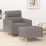 Sillón con taburete tela gris taupe 60 cm