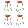 Taburetes de cocina 4 unidades cuero auténtico marrón