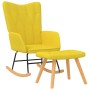 Silla mecedora con reposapiés tela amarillo mostaza