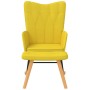 Silla mecedora con reposapiés tela amarillo mostaza