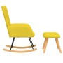 Silla mecedora con reposapiés tela amarillo mostaza