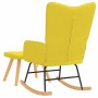Silla mecedora con reposapiés tela amarillo mostaza