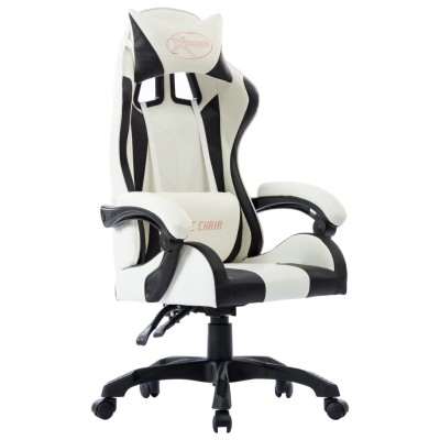 Silla gaming de cuero sintético negro