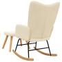 Silla mecedora con reposapiés tela color crema