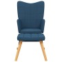 Silla mecedora con reposapiés tela azul