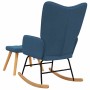 Silla mecedora con reposapiés tela azul
