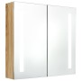 Armario de baño con espejo y LED color roble 62x14x60 cm