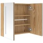 Armario de baño con espejo y LED color roble 62x14x60 cm