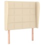 Cabecero con orejas de tela color crema 93x23x118/128 cm