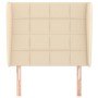 Cabecero con orejas de tela color crema 93x23x118/128 cm