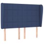 Cabecero con orejas de tela azul 147x23x118/128 cm