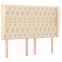 Cabecero con orejas de tela color crema 163x23x118/128 cm