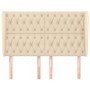 Cabecero con orejas de tela color crema 163x23x118/128 cm