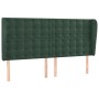 Cabecero con orejas de terciopelo verde oscuro 183x23x118/128cm