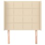 Cabecero con orejas de tela color crema 83x16x118/128 cm