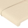Cabecero con orejas de tela color crema 93x16x118/128 cm