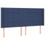 Cabecero con orejas de tela azul 163x16x118/128 cm