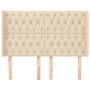 Cabecero con orejas de tela color crema 163x16x118/128 cm